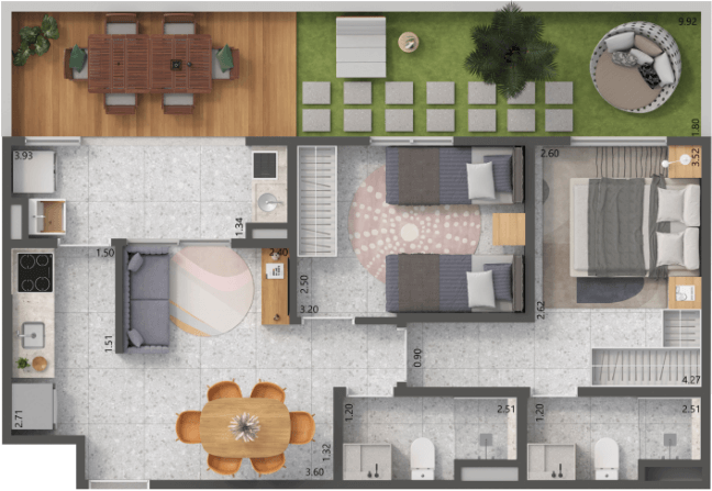 Aptos. de 70,27 a 72,30 m²